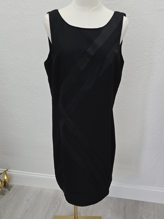 White House Black Market Dresses & Skirts - White House Black Market Black Sleeveless Mini Dress with Satin Diagonal Straps